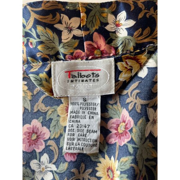 Talbots Intimates Satin Kimono Floral Robe Pockets Sash Belt Sz S Classic Travel - Picture 2 of 13